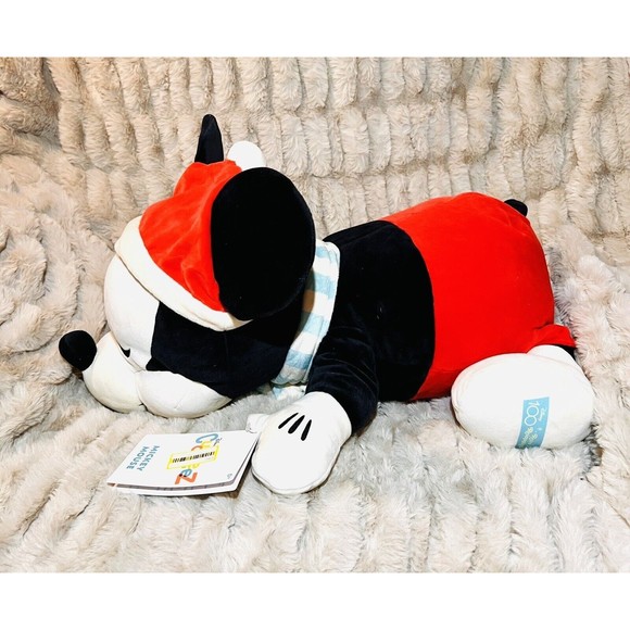Disney Retro Reimagined Santa Mickey Mouse Sleeping Cuddleez Large Plush 24'' - Picture 2 of 7